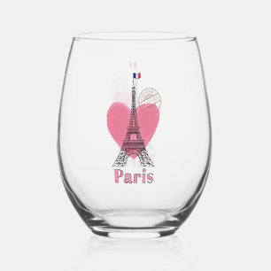 Vaso De Vino Paris Eiffel Tower Design Stemless Wine Glass