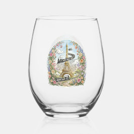 Vaso De Vino París romántico, Torre Eiffel, Arte Francés