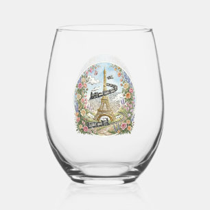 Vaso De Vino París romántico, Torre Eiffel, Arte Francés