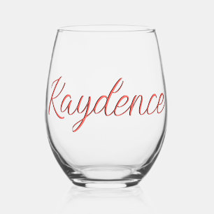 Vaso De Vino Pastel Red 3D Nombre Elegante manuscrito