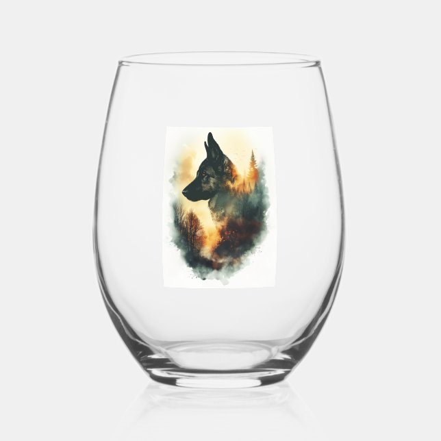 Vaso De Vino Pastores alemanes como guías fantasmas (Anverso)