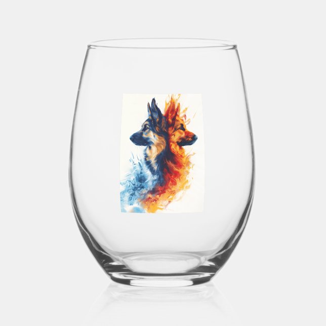 Vaso De Vino Pastores alemanes en armonía elemental (Anverso)