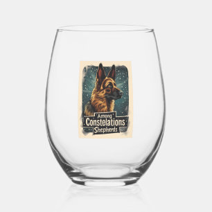 Vaso De Vino Pastores alemanes entre constelaciones