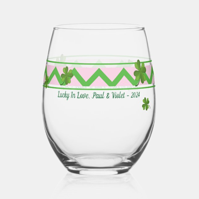 Vaso De Vino Patrón Chevron, vidrio de vino St. Patrick Shamroc (Anverso)
