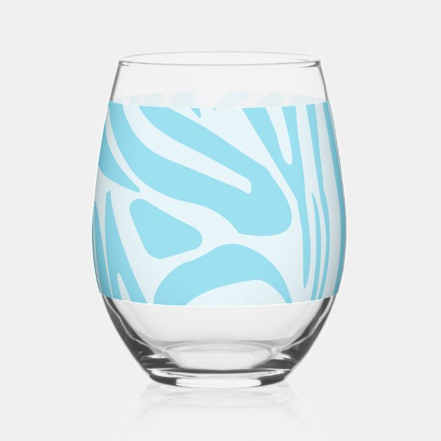 Vaso De Vino Patrón de cebra azul (Anverso)
