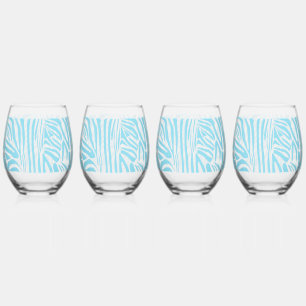 Vaso De Vino Patrón de cebra azul