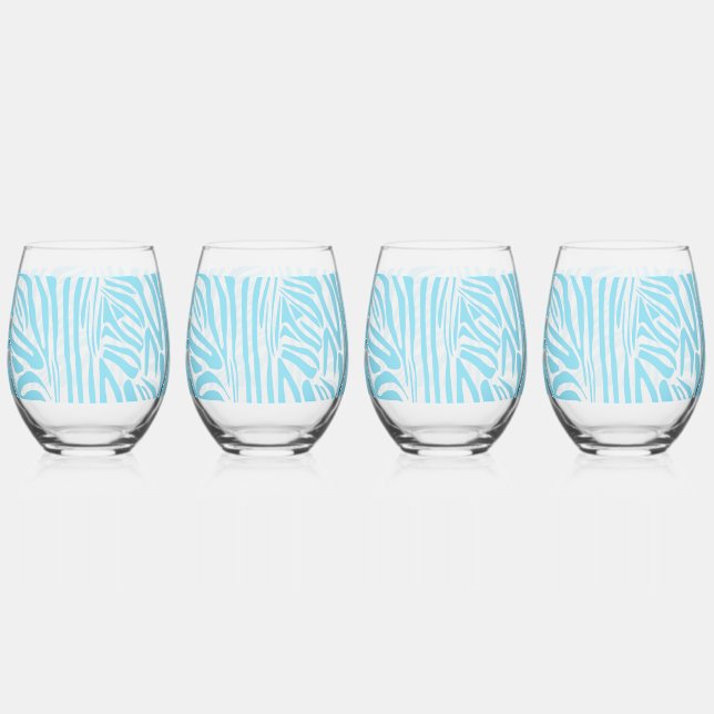 Vaso De Vino Patrón de cebra azul (Anverso)