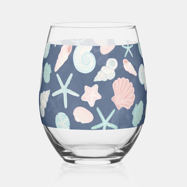 Vaso De Vino patrón de conchas de mar (Anverso)