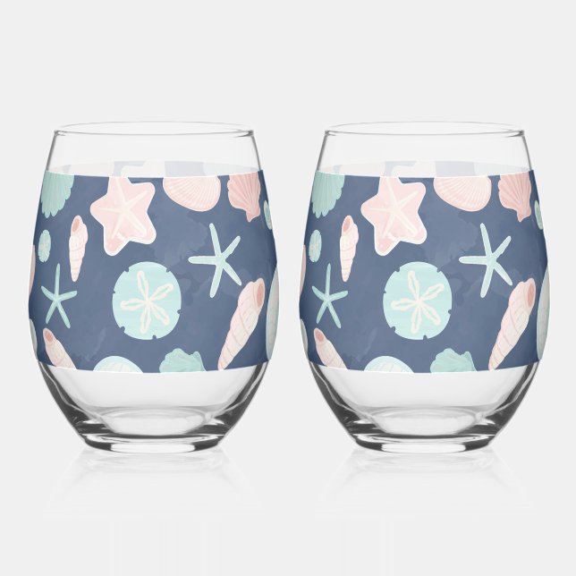 Vaso De Vino patrón de conchas marinas (Anverso)