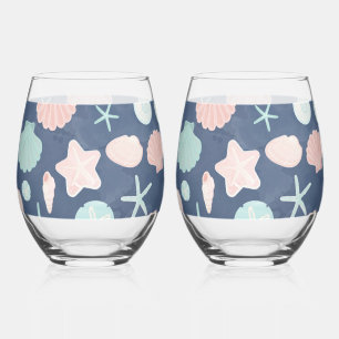 Vaso De Vino patrón de conchas marinas
