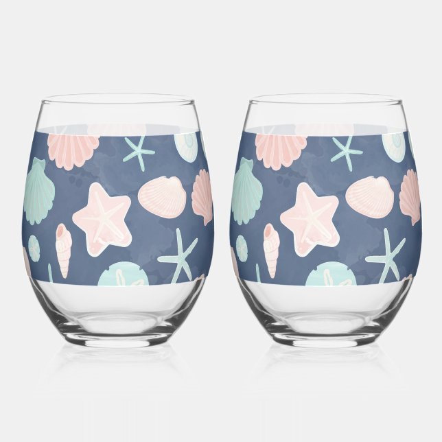 Vaso De Vino patrón de conchas marinas (Anverso)