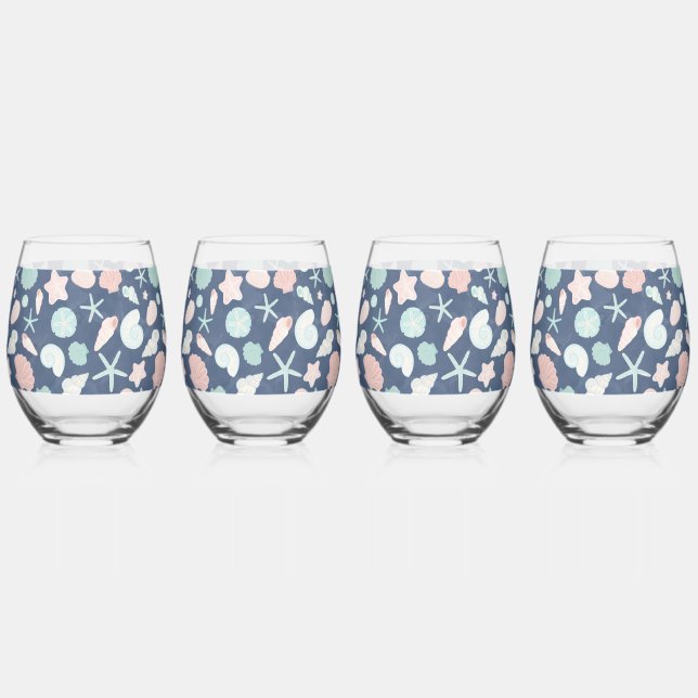 Vaso De Vino patrón de conchas marinas (Anverso)