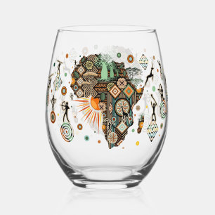 Vaso De Vino Patrón de elementos tribales decorativos del mapa