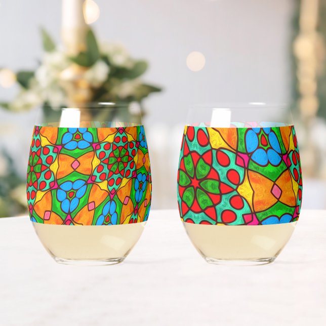 Vaso De Vino Patrón de flores estéticas (Insitu (Boda))