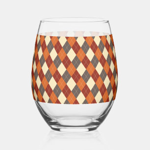 Vaso De Vino Patrón de Gingham otoño/otoño