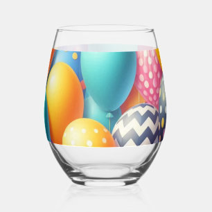 Vaso De Vino Patrón de globos coloridos