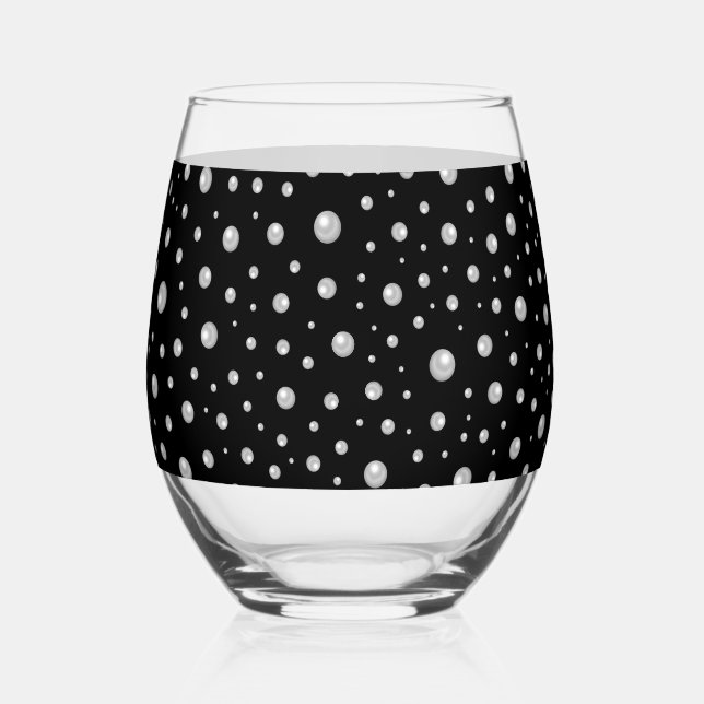 Vaso De Vino Patrón de perla en fondo negro (Anverso)