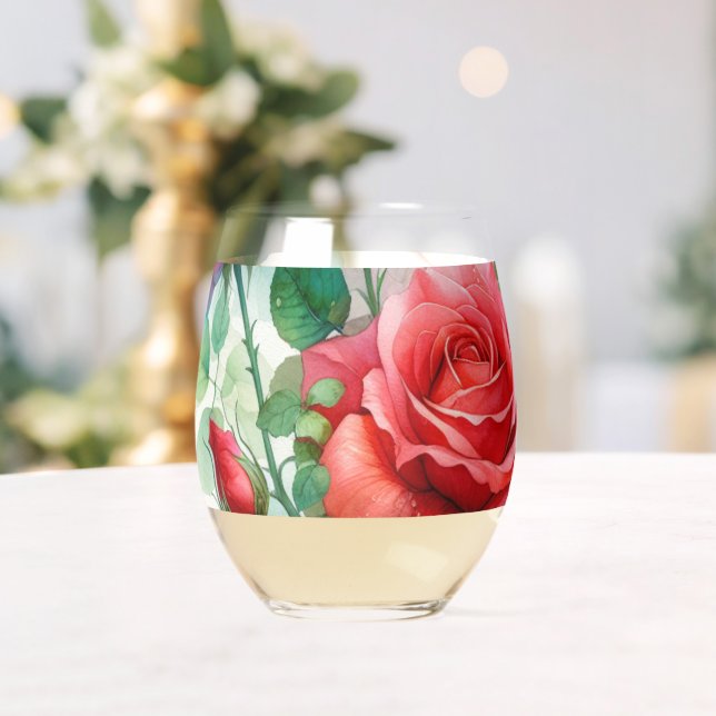 Vaso De Vino Patrón de Rosa Caprichoso (Insitu (Boda))