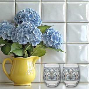 Vaso De Vino Patrón De Vidrio Manchado Fleur De Lis