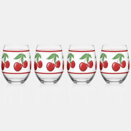 Vaso De Vino Patrón doble de cerezas rojas