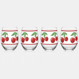 Vaso De Vino Patrón doble de cerezas rojas