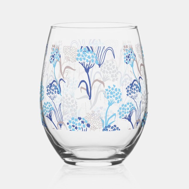 Vaso De Vino Patrón floral de la hidrangea ligera y aérea (Anverso)