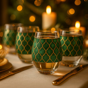 Vaso De Vino Patrón Marroquí Esmeralda - Estilo de Lujo