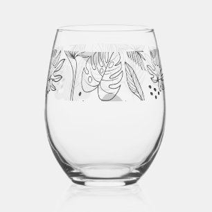 Vaso De Vino Patrón tropical de verano dibujado a mano
