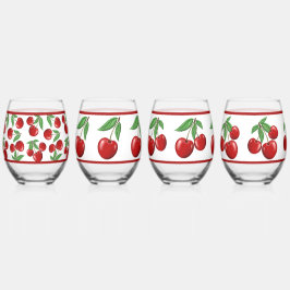 Vaso De Vino Patrones variados de cerezas rojas