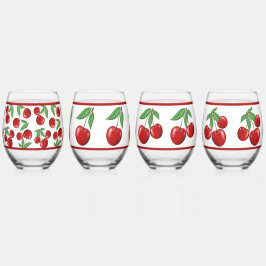 Vaso De Vino Patrones variados de cerezas rojas