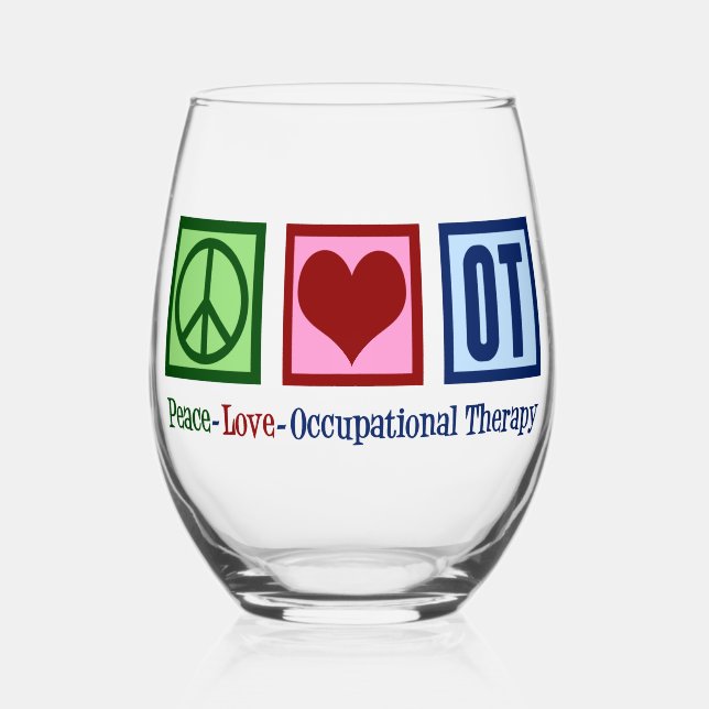 Vaso De Vino Paz, amor a la terapia ocupacional (Anverso)
