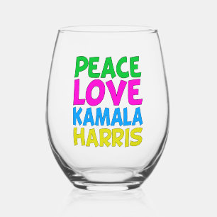 Vaso De Vino Paz Amor Kamala Harris Elección Cutánea