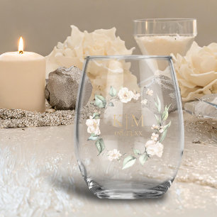 Vaso De Vino Pearl Rubor Floral Elegance Border Boda ID989