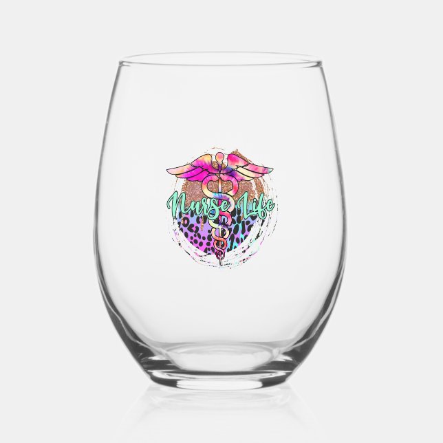 Vaso De Vino Pegatina vital de enfermería 1 (Anverso)