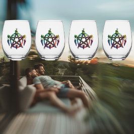 Vaso De Vino Pentáculo arcoiris: Regalo del Orgullo LGBTQ+ y Pa