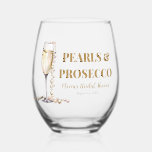 Vaso De Vino Perlas de oro elegantes y ducha de novia Prosecco<br><div class="desc">Celebre la unión del amor y la elegancia en su ducha nupcial con nuestras Perlas de Oro Elegantes y Gafas de Vino sin Piedra Prosecco. Cada vaso está adornado con brillantes acentos dorados y delicadas perlas, creando una impresionante obra maestra visual que refleja la sofisticación de su celebración. Perfecto para...</div>
