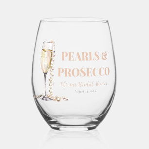Vaso De Vino Perlas de oro elegantes y ducha de novia Prosecco