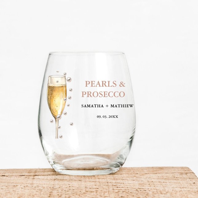 Vaso De Vino Perlas Y Fiesta De La Ducha Bridal Prosecco (Subido por el creador)