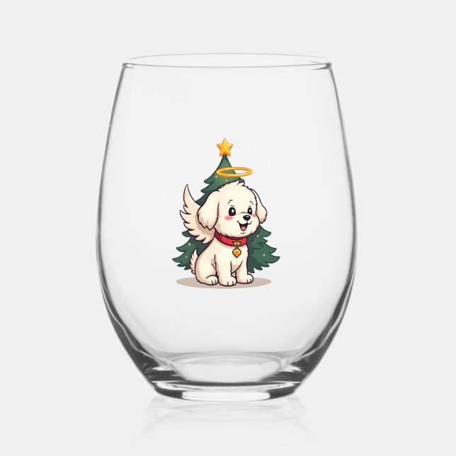Vaso De Vino Perro Ángel Maltés (Anverso)