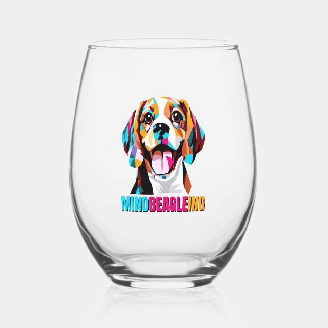 Vaso De Vino Perro Beagle Mindbeagleing (Anverso)