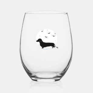 Vaso De Vino Perro Dachshund � Silueta Clásica de Luna de Hallo