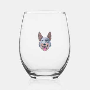 Vaso De Vino Perro de ganado australiano feliz