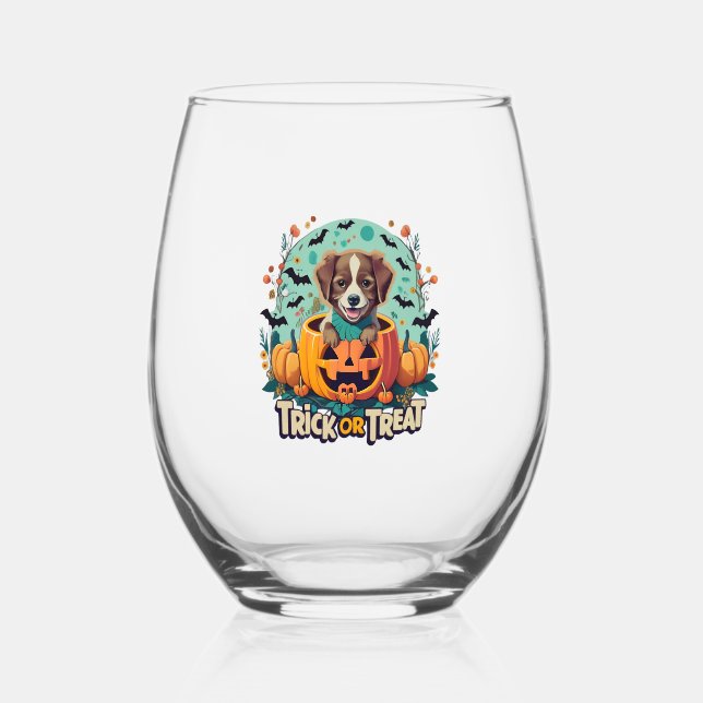 Vaso De Vino Perro de Halloween 1 (Anverso)