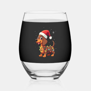 Vaso De Vino Perro de Navidad Dachshund Santa Navidades Salchic