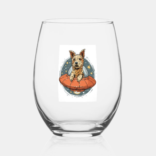 Vaso De Vino Perro de secuestro � OVNI de la cría (Anverso)