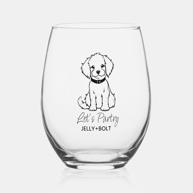 Vaso De Vino Perro elegante de foto moderna personalizada  (Anverso)