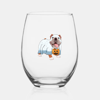 Vaso De Vino Perro fantasma Bulldog Halloween