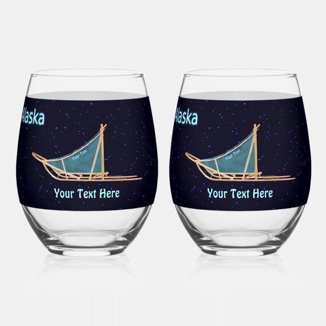 Vaso De Vino Perro Sled - Alaska (Anverso)