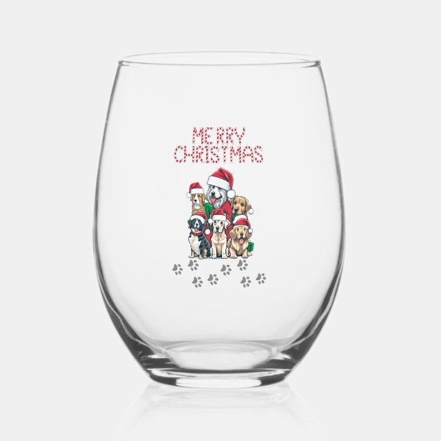 Vaso De Vino Perros navideños (Anverso)