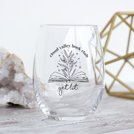 Vaso De Vino Personaliza el libro floral con brillo ligero